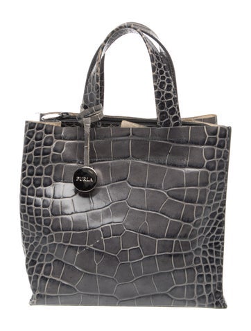 Embossed Leather Top Handle Bag