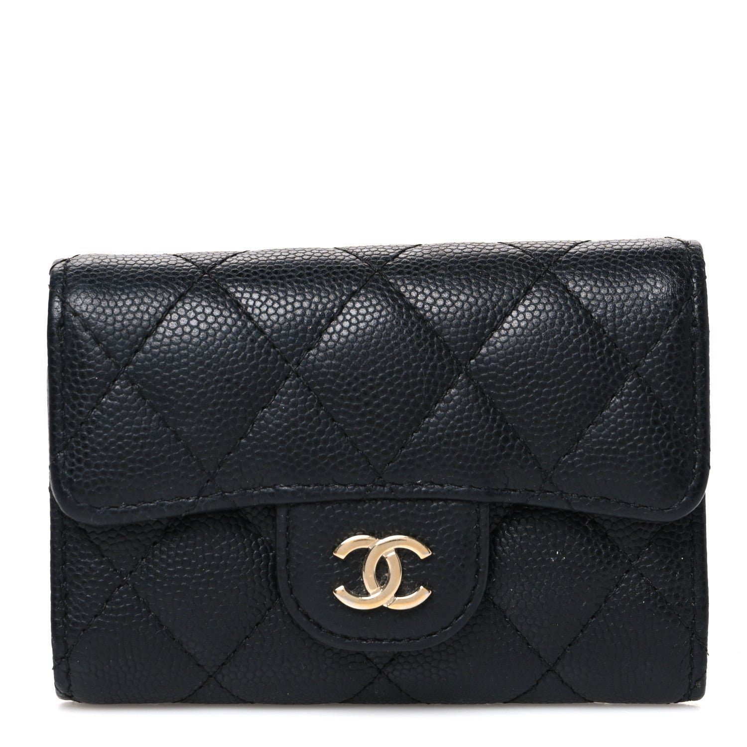 Chanel Caviar Quilted Classic 4 Key Holder Wallet Black