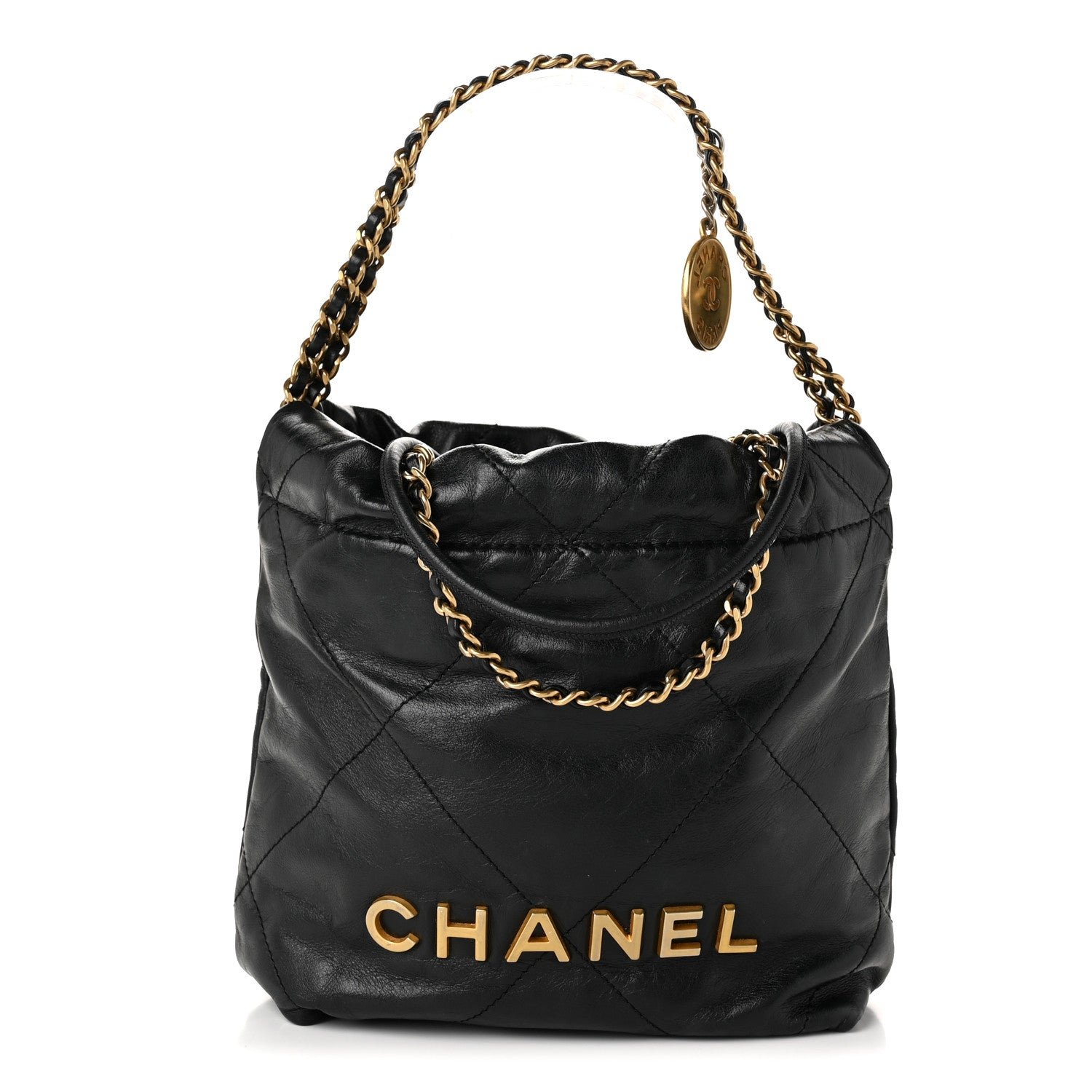 Chanel Shiny Calfskin Quilted Mini Chanel 22 Black