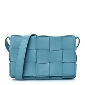 Bottega Veneta Lambskin Maxi Intrecciato Small Cassette Crossbody Bag Mermaid
