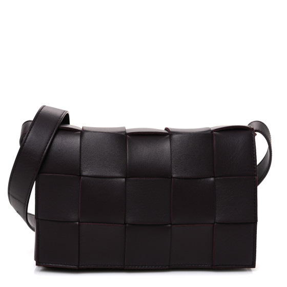 Bottega Veneta Lambskin Maxi Intreccio Small Cassette Crossbody Bag Grape