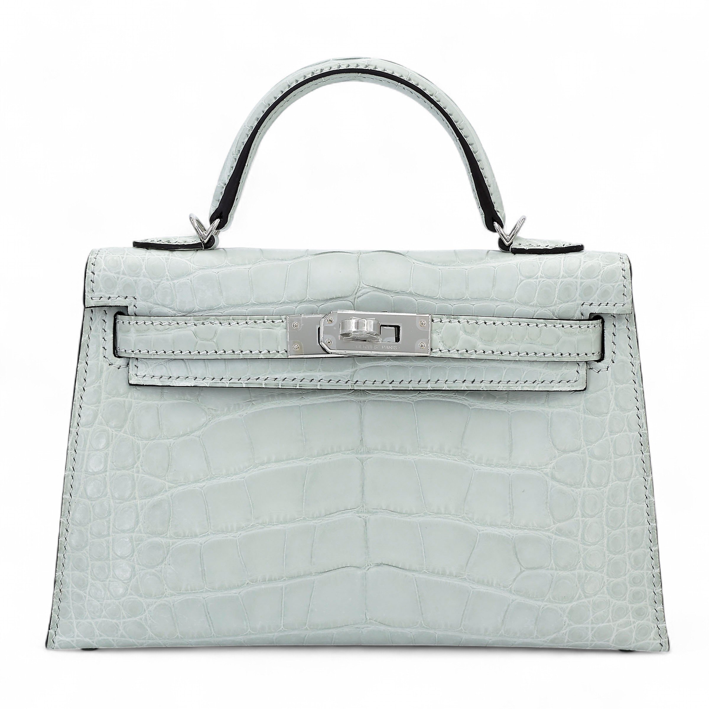 Hermes Brand New ( Rank N ) HERMÈS Mini Kelly II Gris Neve (0W) Matte Alligator Palladium hardware K (2025)