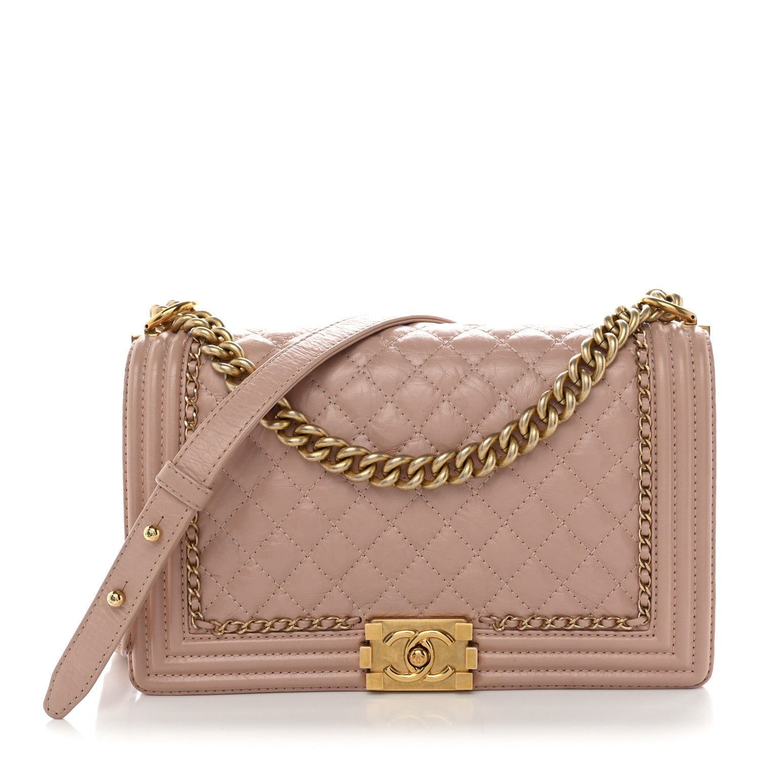Chanel Aged Calfskin Quilted New Medium Jacket Boy Flap Pink