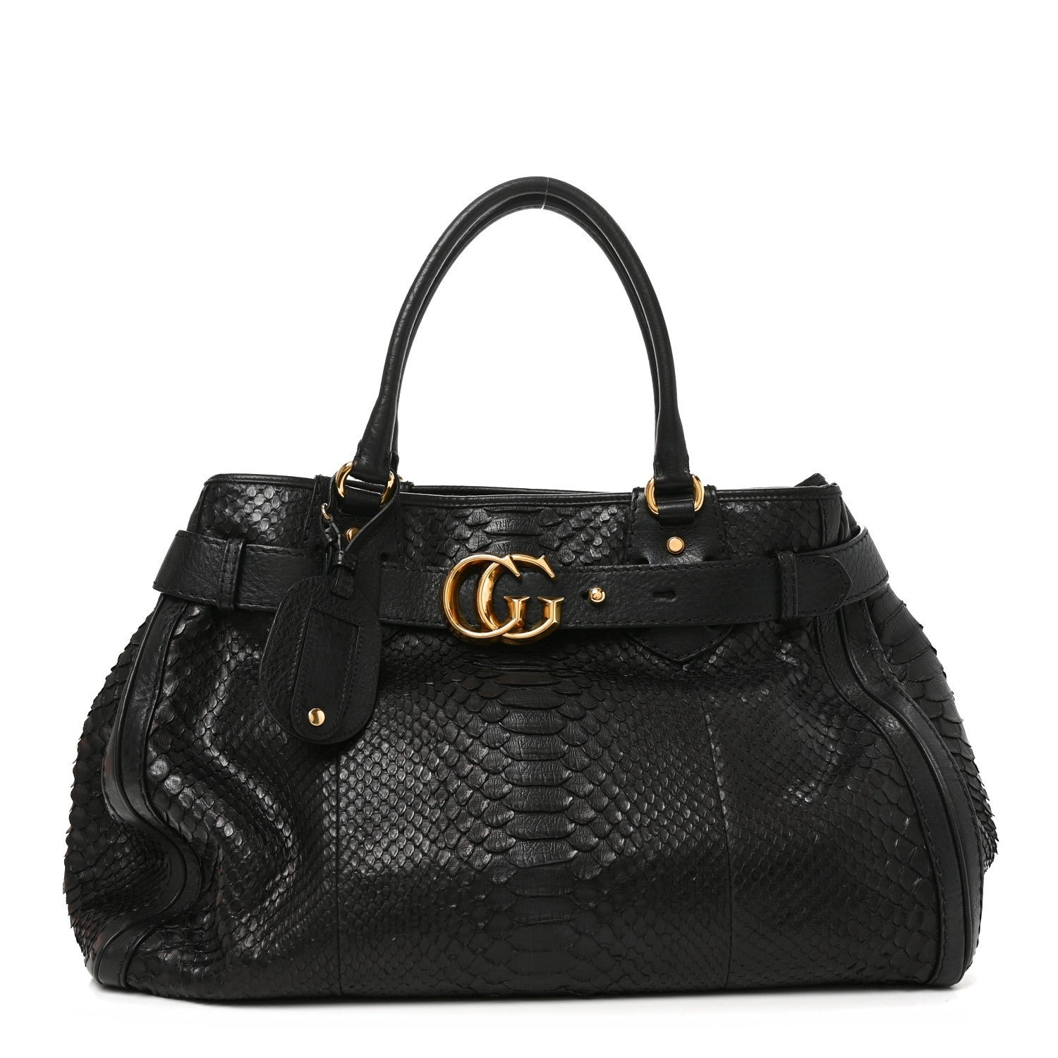 Gucci Snakeskin Large GG Running Tote Black