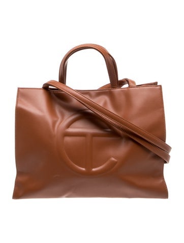 Vegan Leather Medium Tan Shopping Bag Medium