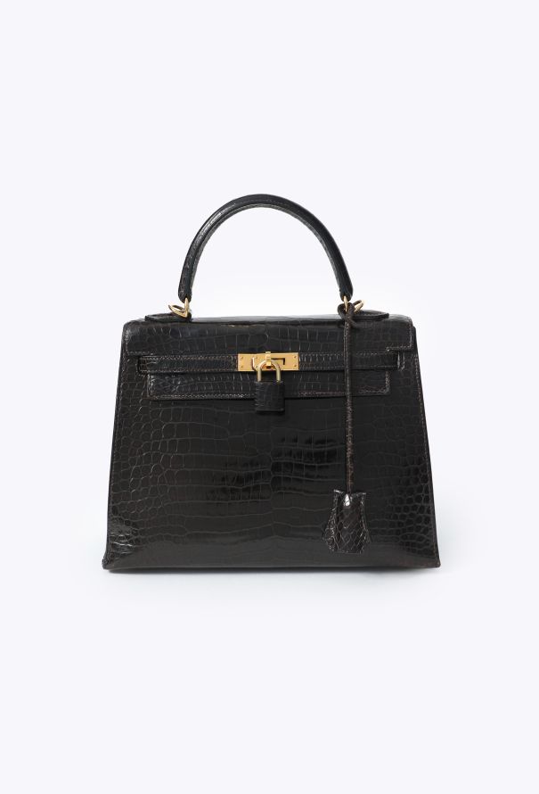 Hermes Exceptional 1998 Dark Brown Porosus Kelly Sellier 25