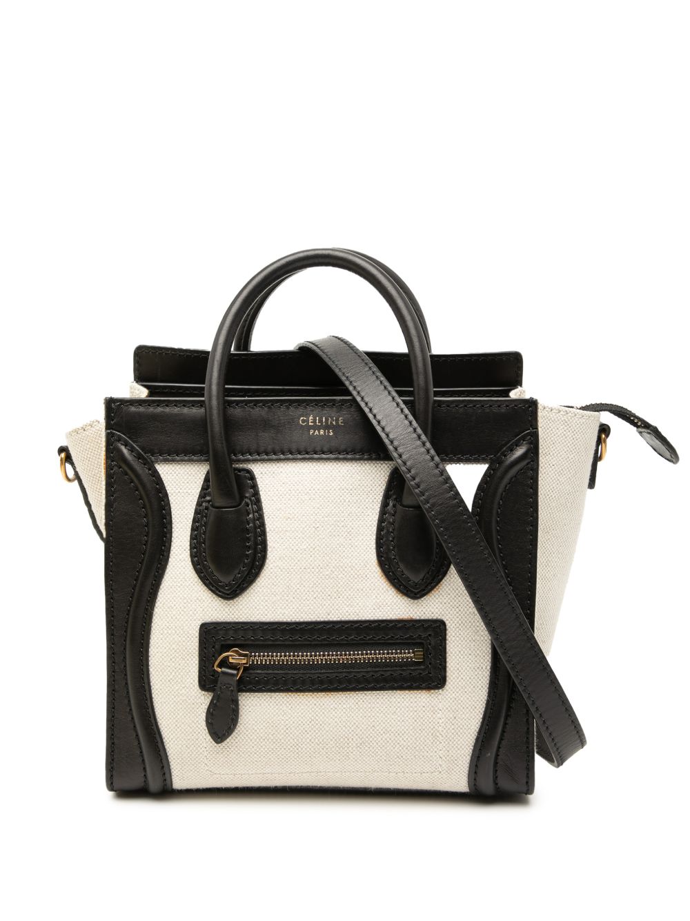 Celine 2011 Nano Bicolor Canvas and Leather Luggage Tote satchel