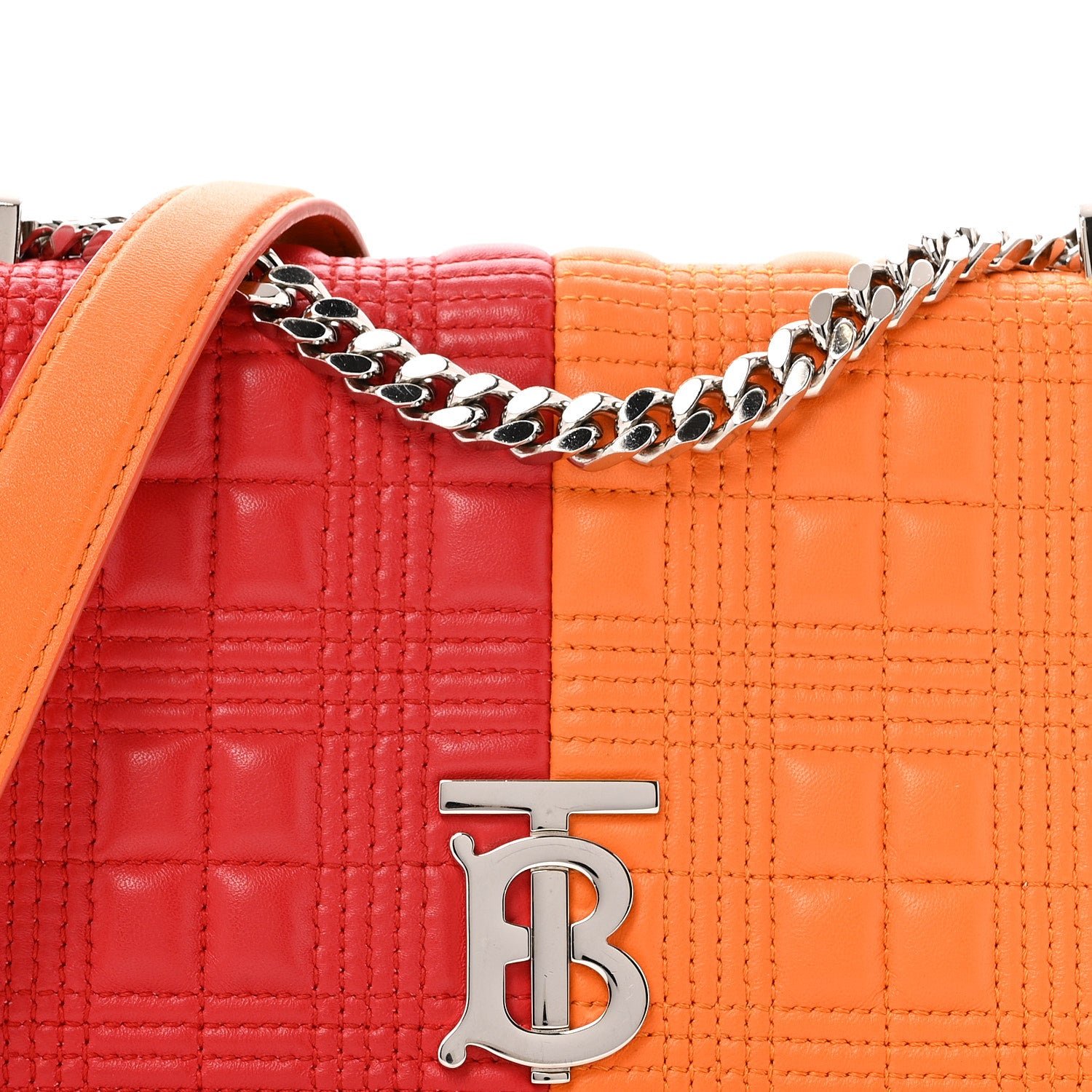 Burberry Lambskin Quilted Small Lola Bag Bright Red Orange