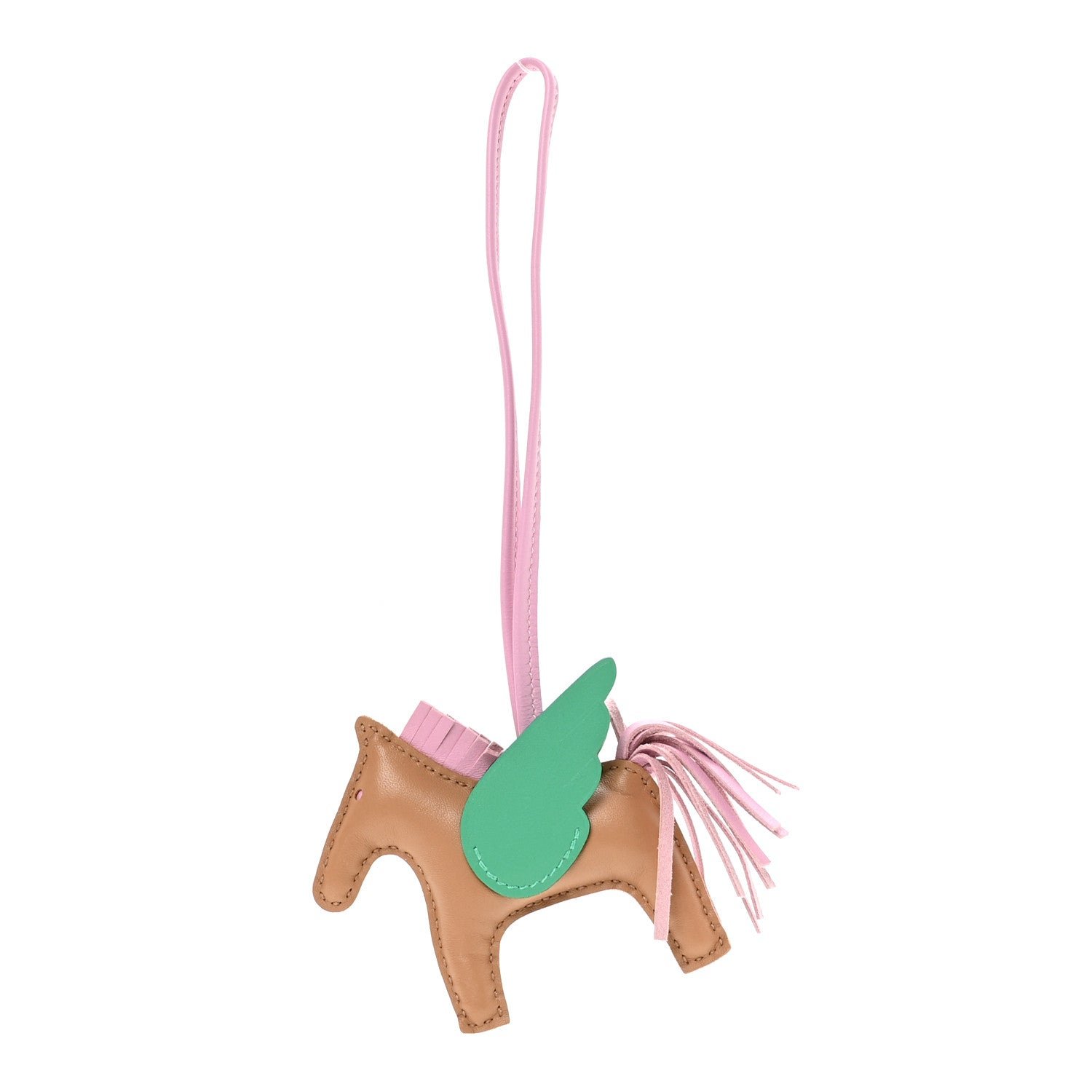Hermes Hermes Milo Lambskin Grigri Rodeo Pegase Horse Bag Charm PM Chai Mauve Sylvestre Menthe