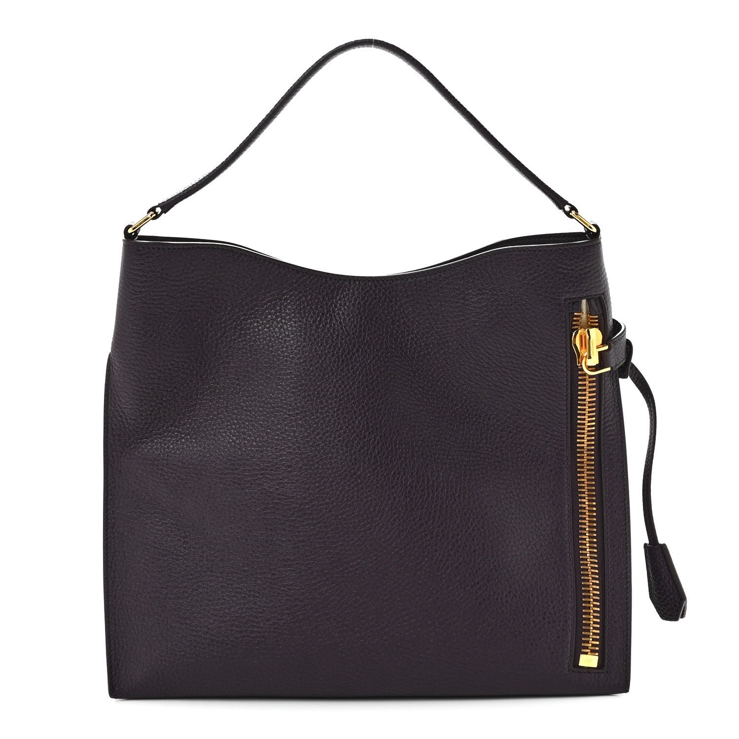 Tom Ford Tom Ford Pebbled Calfskin Small Alix Padlock Zip Hobo Bag Wine