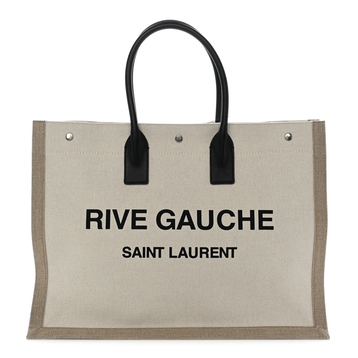 Saint Laurent Saint Laurent Linen Calfskin Rive Gauche Tote Optic White