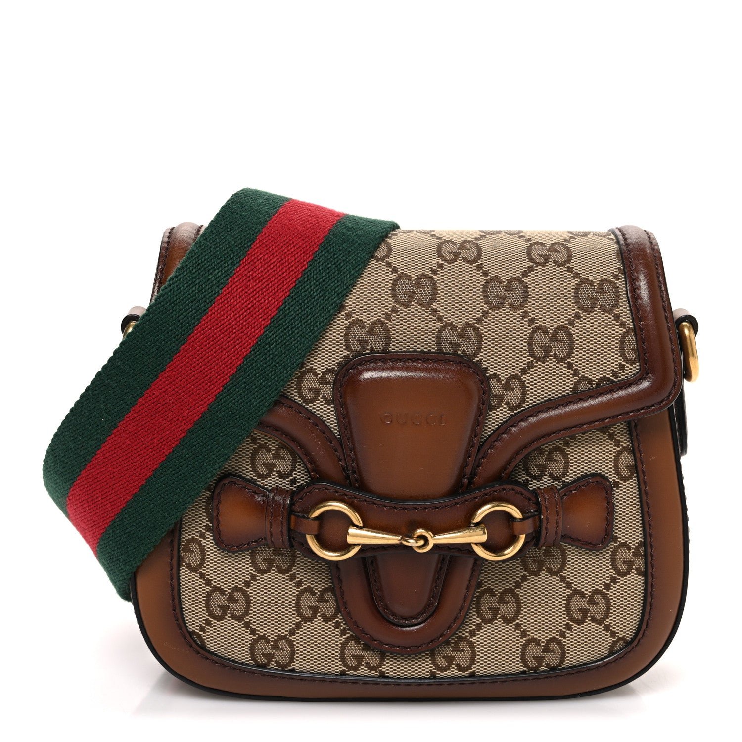 Gucci Monogram Small Lady Web Shoulder Bag Beige Cuir