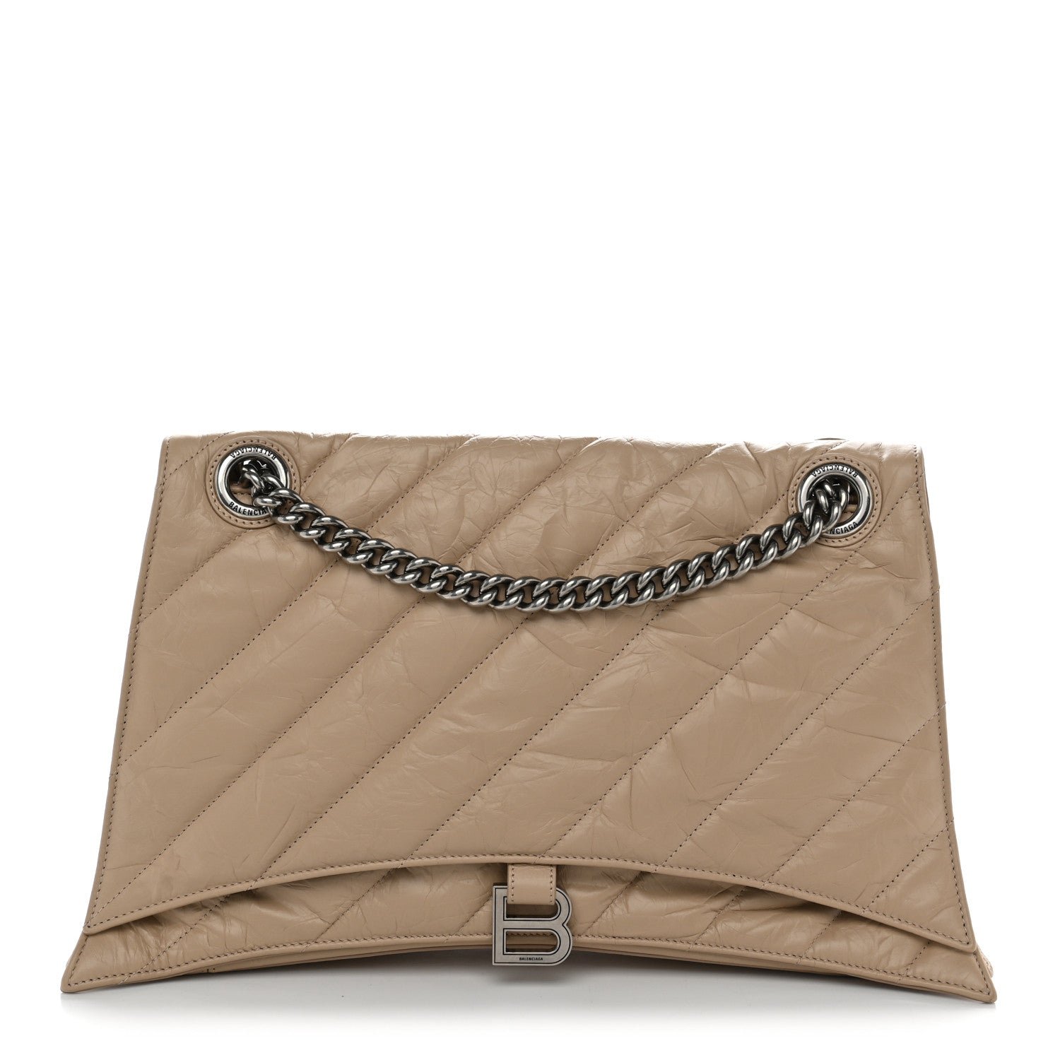 Balenciaga Crushed Calfskin Quilted Large Crush Chain Bag Nude