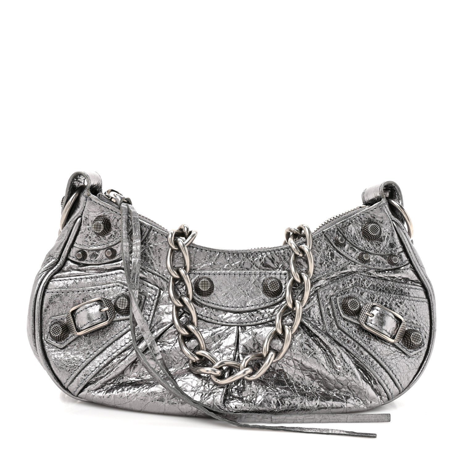 Balenciaga Balenciaga Metallic Agneau Arena Le Cagole Chain Shoulder Bag XS Silver