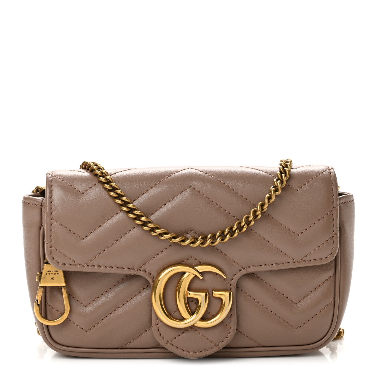 Gucci Calfskin Matelasse Super Mini GG Marmont Shoulder Bag Porcelain Rose