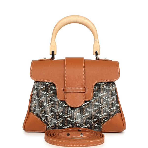 Goyard Goyard Saigon Souple Mini Bag Black and Brown Goyardine Canvas Palladium Hardware