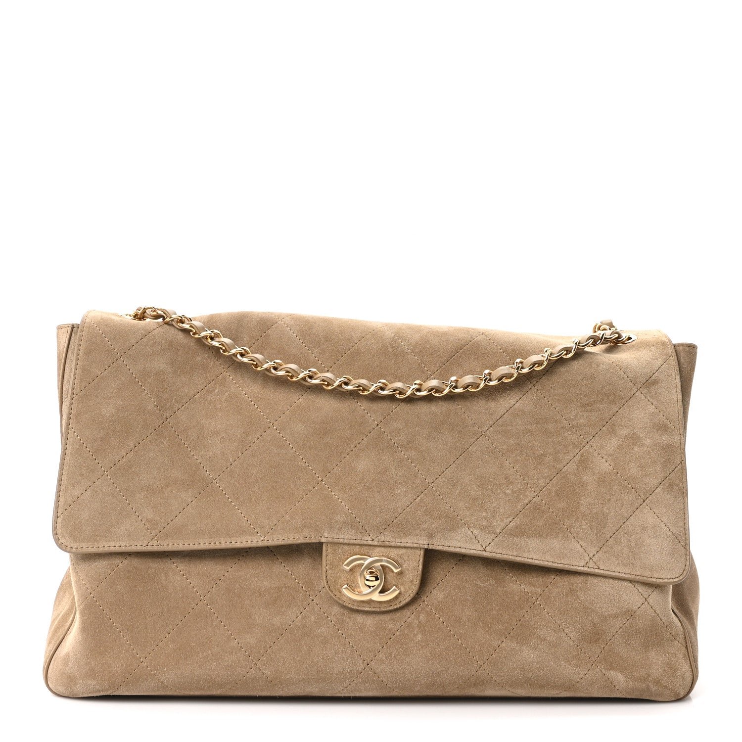 Chanel Suede Calfskin Souplissimo Maxi Flap Dark Beige