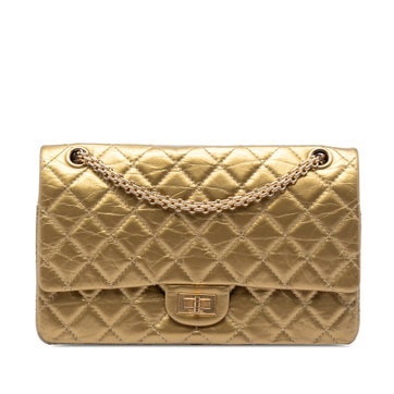 Calf Leather Quilted Metallic Aged Calfskin Reissue 2.55 Double Flap