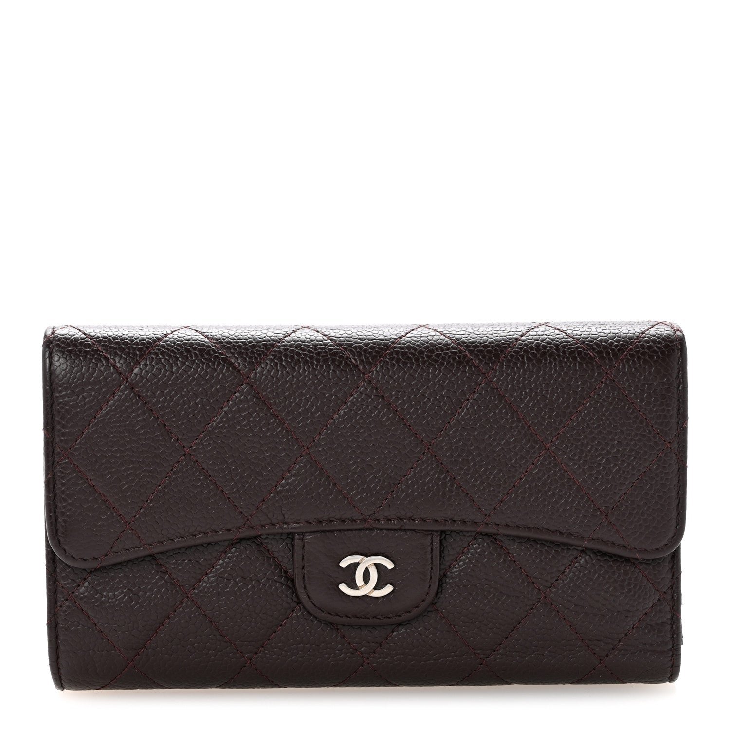 Chanel Caviar Quilted Large Flap Wallet Burgundy