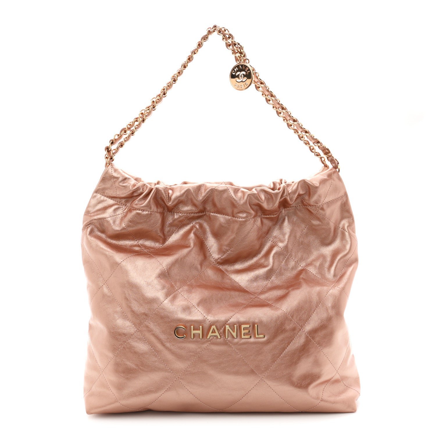 Chanel Metallic Calfskin Quilted Chanel 22 Copper