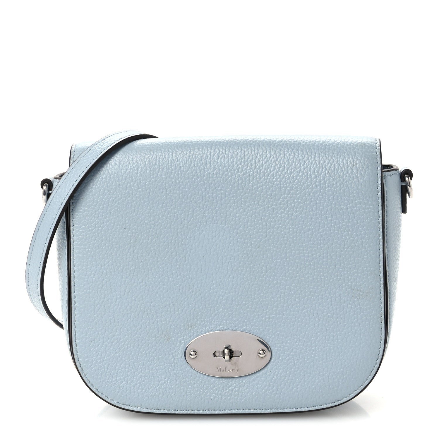 Mulberry Natural Grained Calfskin Small Darley Satchel Poplin Blue