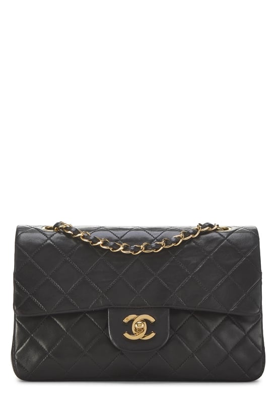 Black Quilted Lambskin Classic Double Flap Small