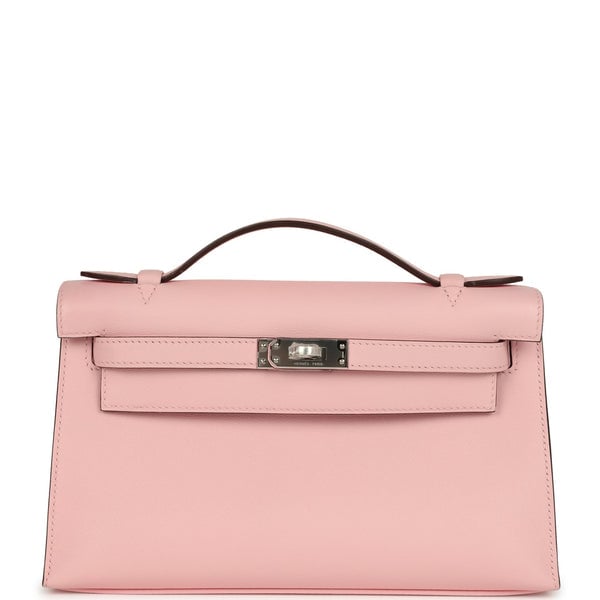 Hermes Hermes Kelly Pochette Rose Sakura Swift Palladium Hardware