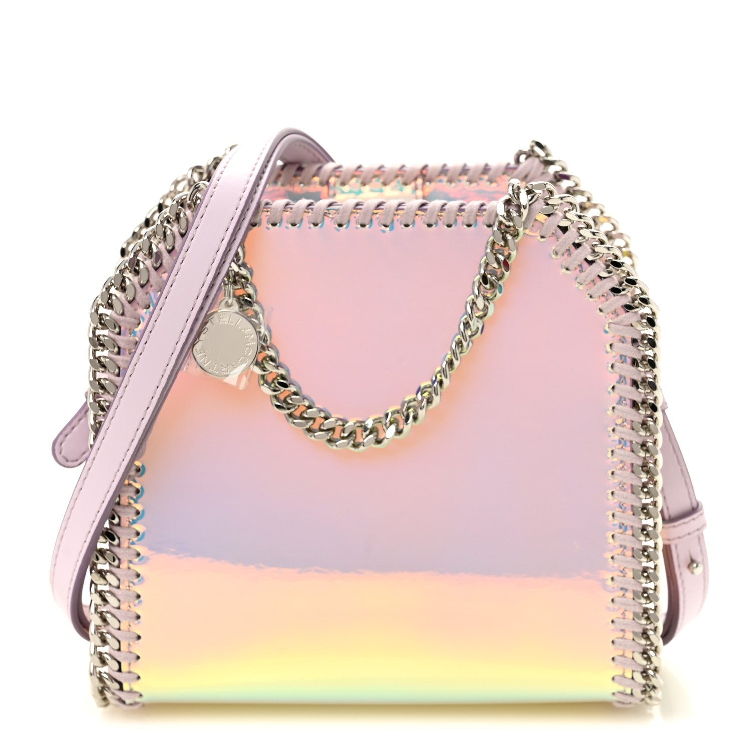 Stella McCartney Holographic Faux Leather Mini Falabella Silver