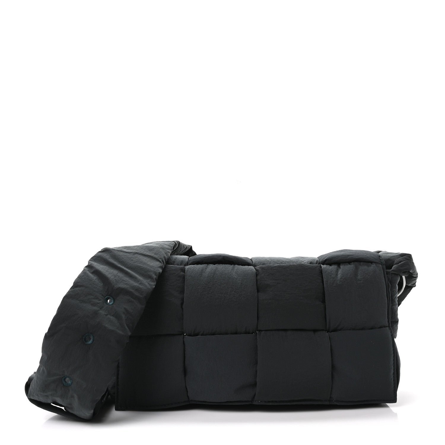 Bottega Veneta Nylon Intrecciato Padded Tech Cassette Bag Black White