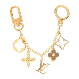 Louis Vuitton Brass Enamel Fleur De Monogram Bag Charm Chain Gold