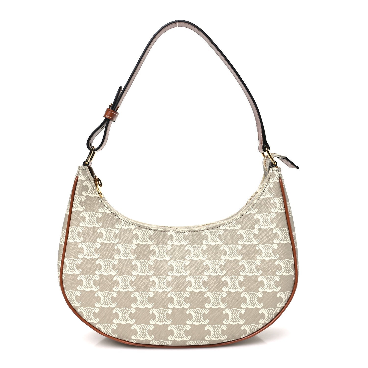 Celine Canvas Calfskin Ava Triomphe Shoulder Bag Grege