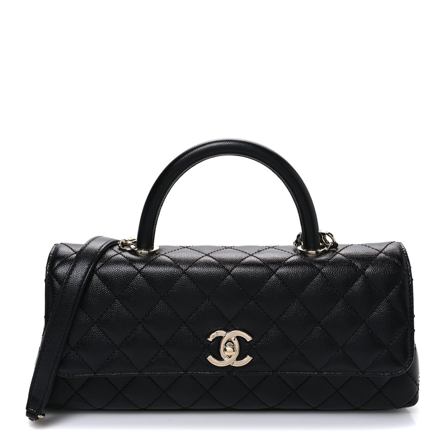 Chanel Caviar Quilted Maxi East West Coco Handle Flap Black Black Black