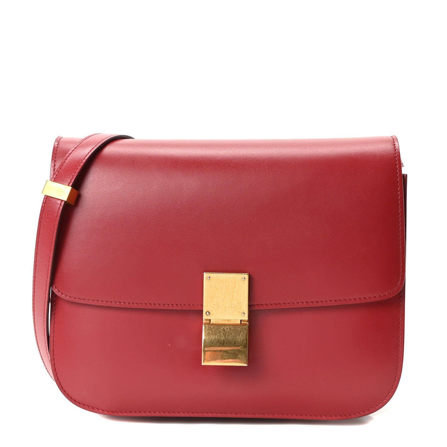 Celine Box Calfskin Medium Classic Box Flap Bag Red
