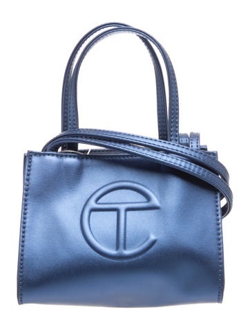 Vegan Leather Cobalt Shopping Bag Small w/ Tags