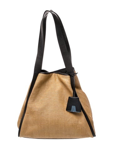 Akris Raffia Medium Alex Raffia & Leather Bucket Tote Medium