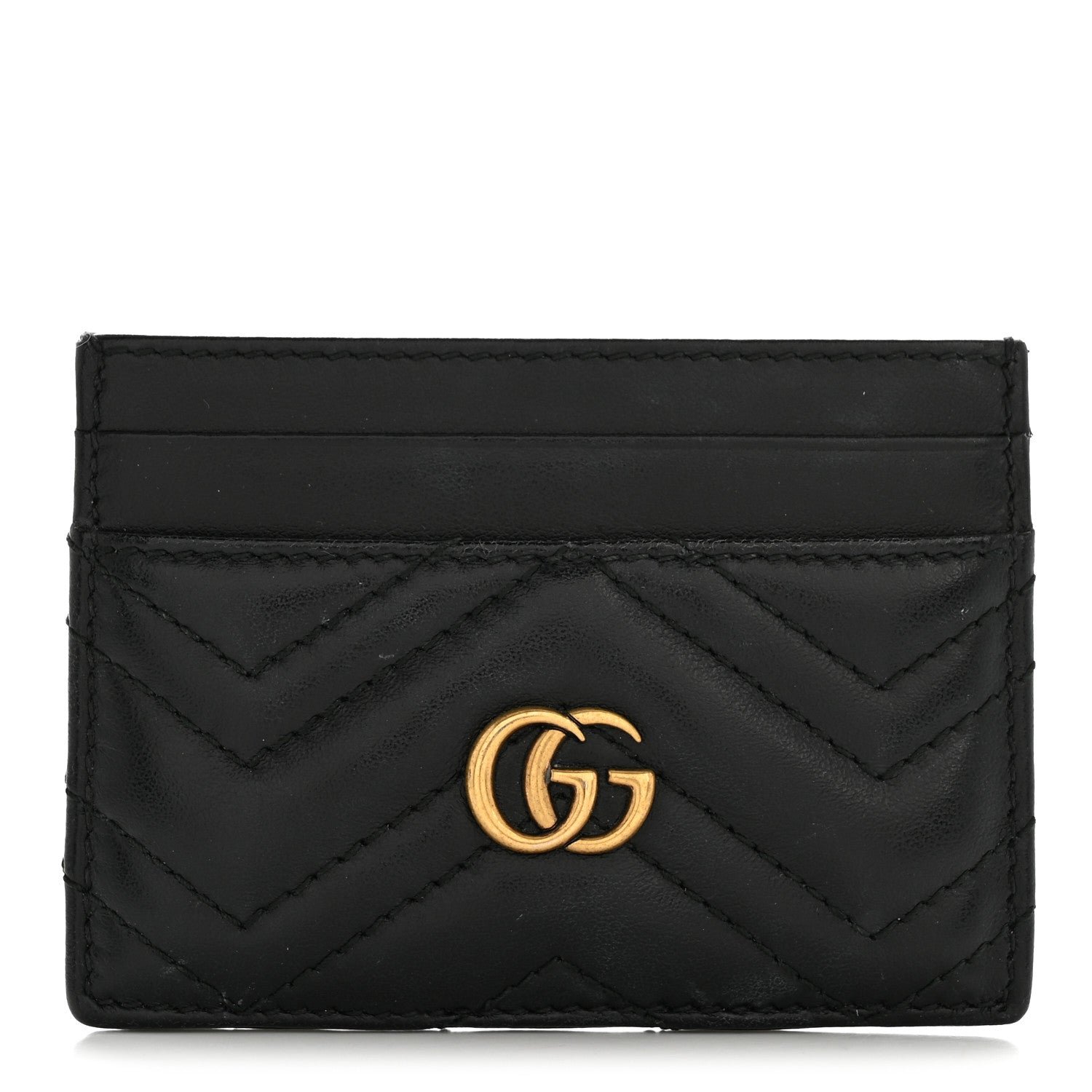 Gucci Calfskin Matelasse GG Marmont Card Holder Black