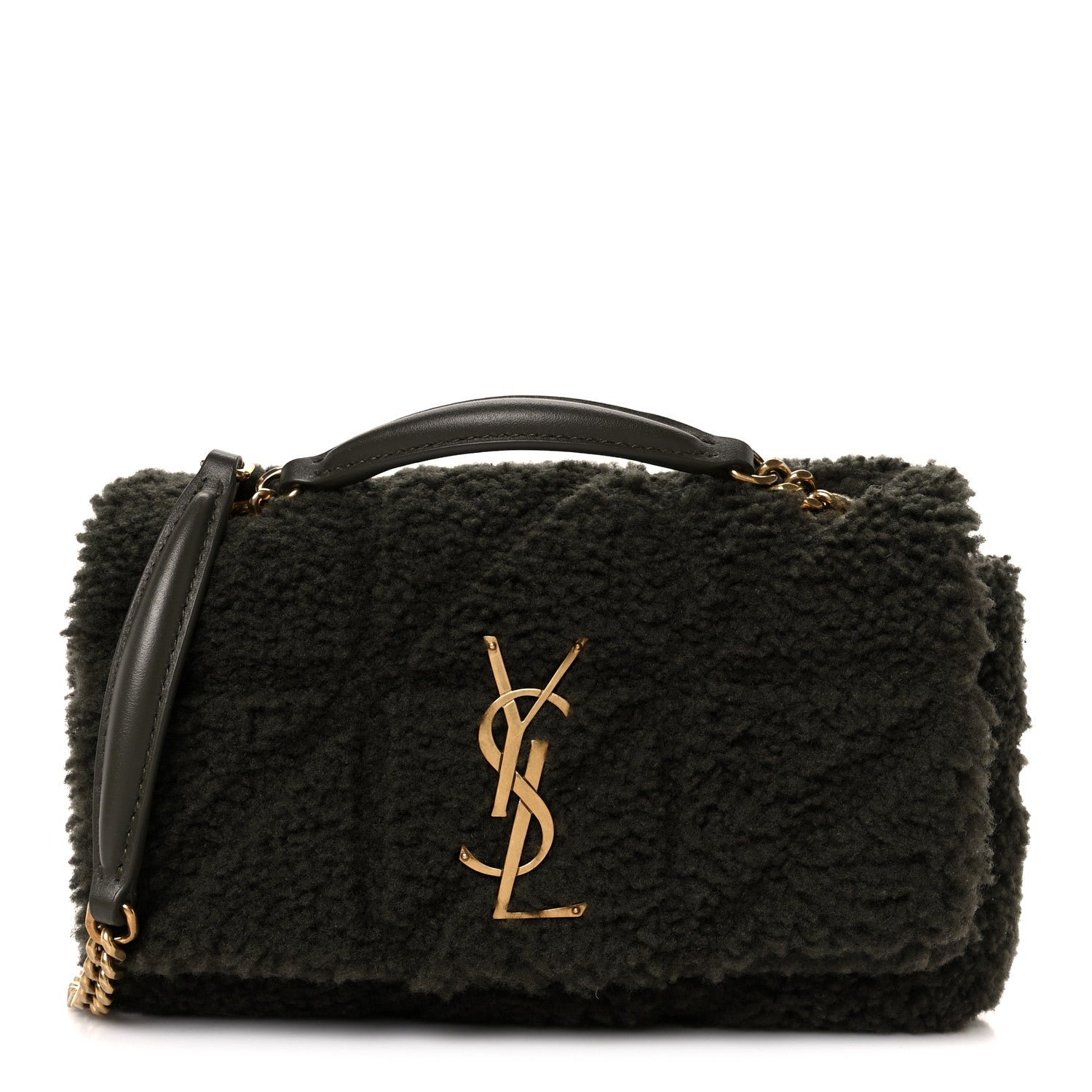 Saint Laurent Saint Laurent Shearling Monogram Small Jamie Grainy Moss