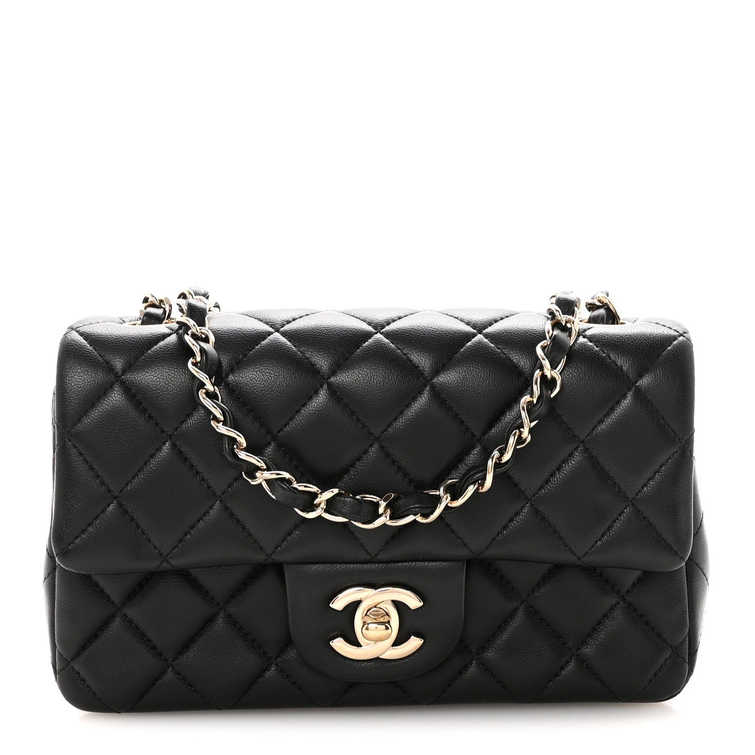 Chanel Lambskin Quilted Mini Rectangular Flap Black
