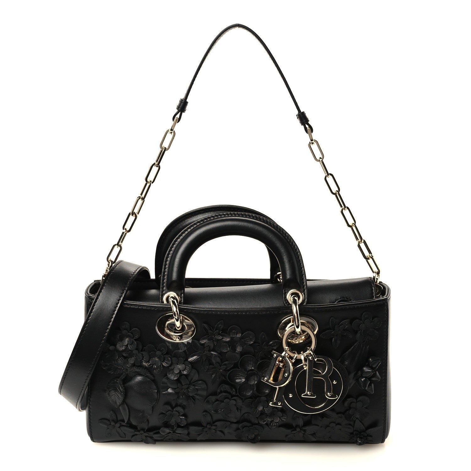 Christian Dior Lambskin 3D Flower Embellished Medium Lady D-Joy Multicolor