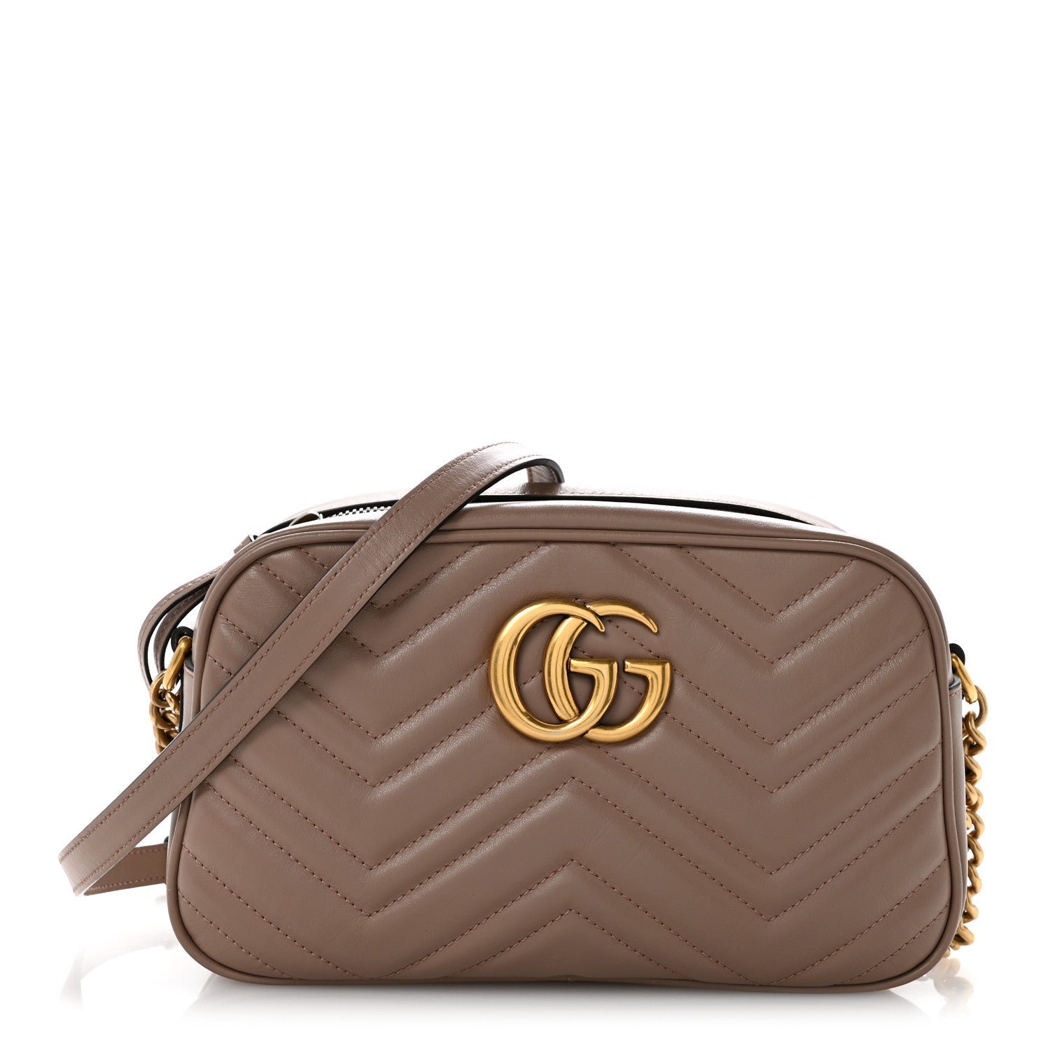 Gucci Calfskin Matelasse Small GG Marmont Chain Shoulder Bag  Porcelain Rose