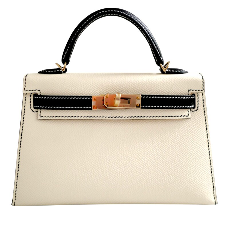 Hermes Craie and Black Epsom HSS Mini Kelly 20 II Permabrass Hardware, 2023
