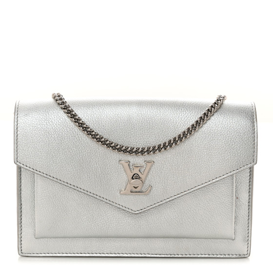 Louis Vuitton Metallic Soft Calfskin Mylockme Chain Pochette Silver