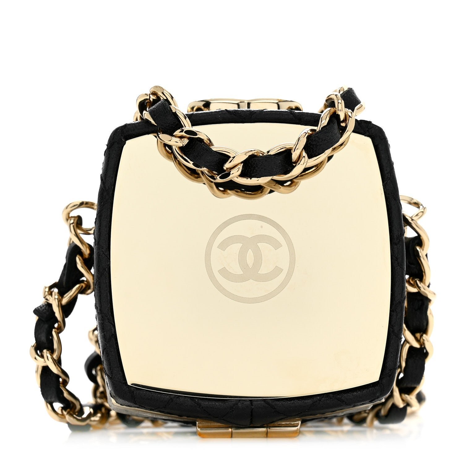 Chanel Lambskin Quilted Small Beauty Box Clutch With Chain Black
