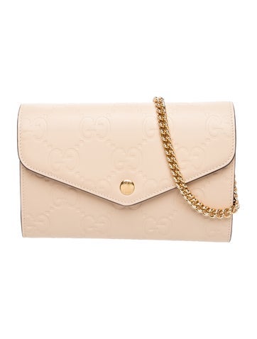 Leather Debossed Chain Wallet Mini