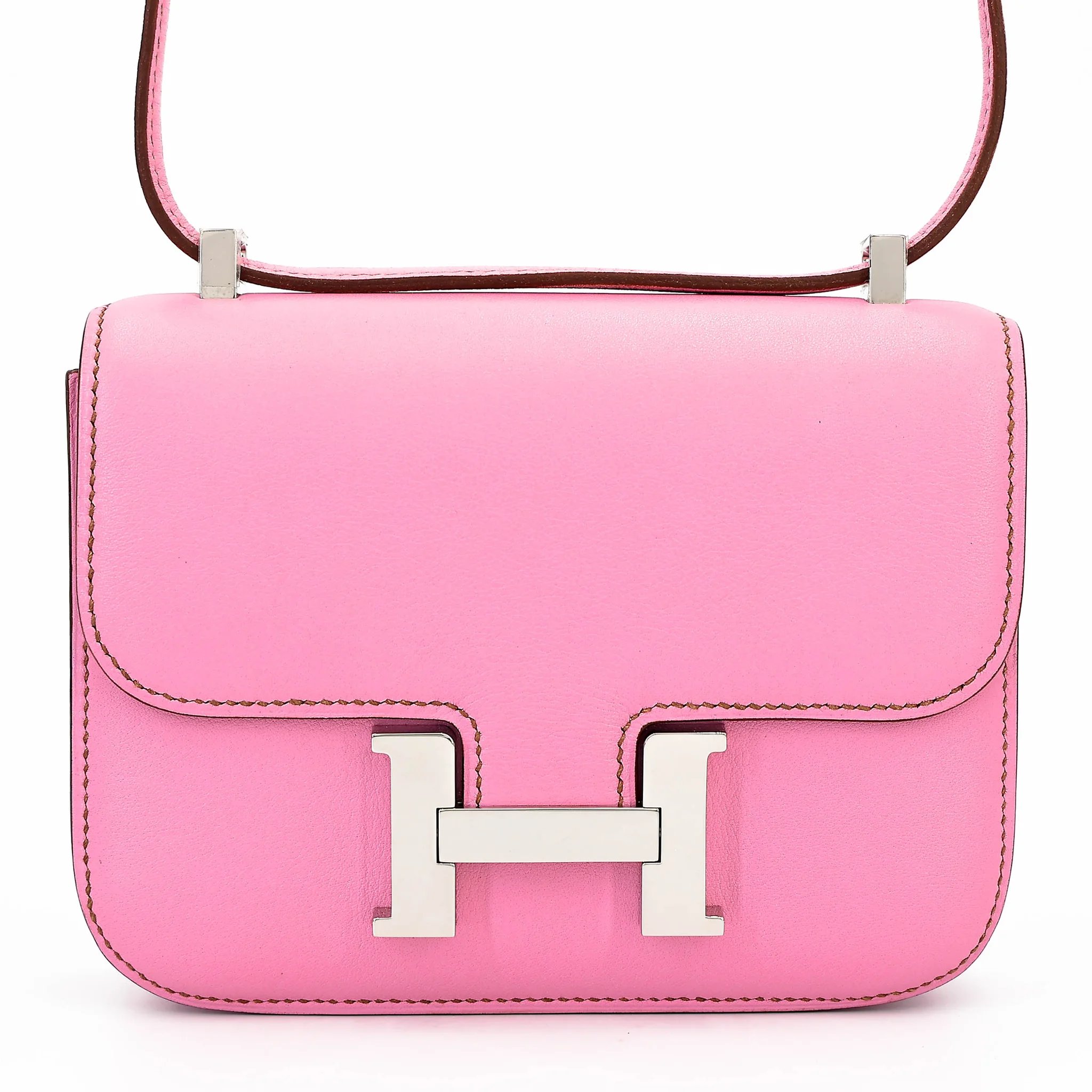Very Good ( Rank A) HERMÈS Micro Constance Pink (5P) Swift Palladium hardware Square N (2010)