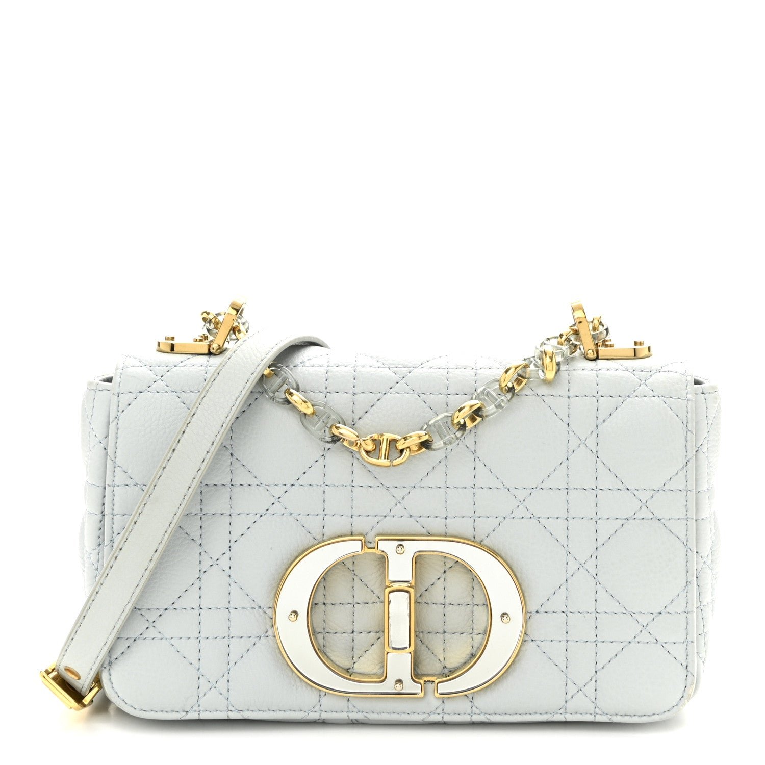 Dior Calfskin Cannage Small Caro Bag Light Blue