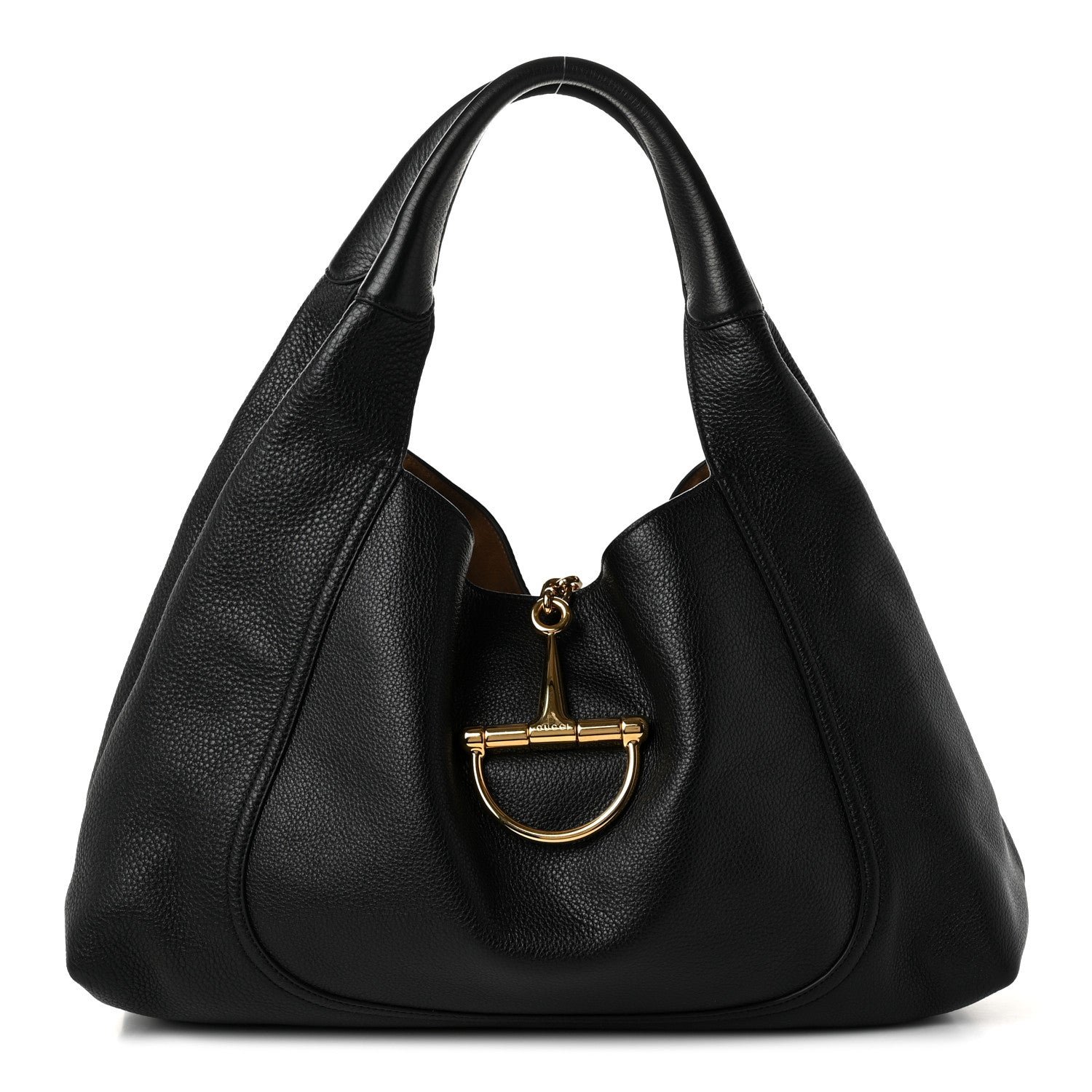 Gucci Grained Calfskin Softbit Maxi Shoulder Bag Black