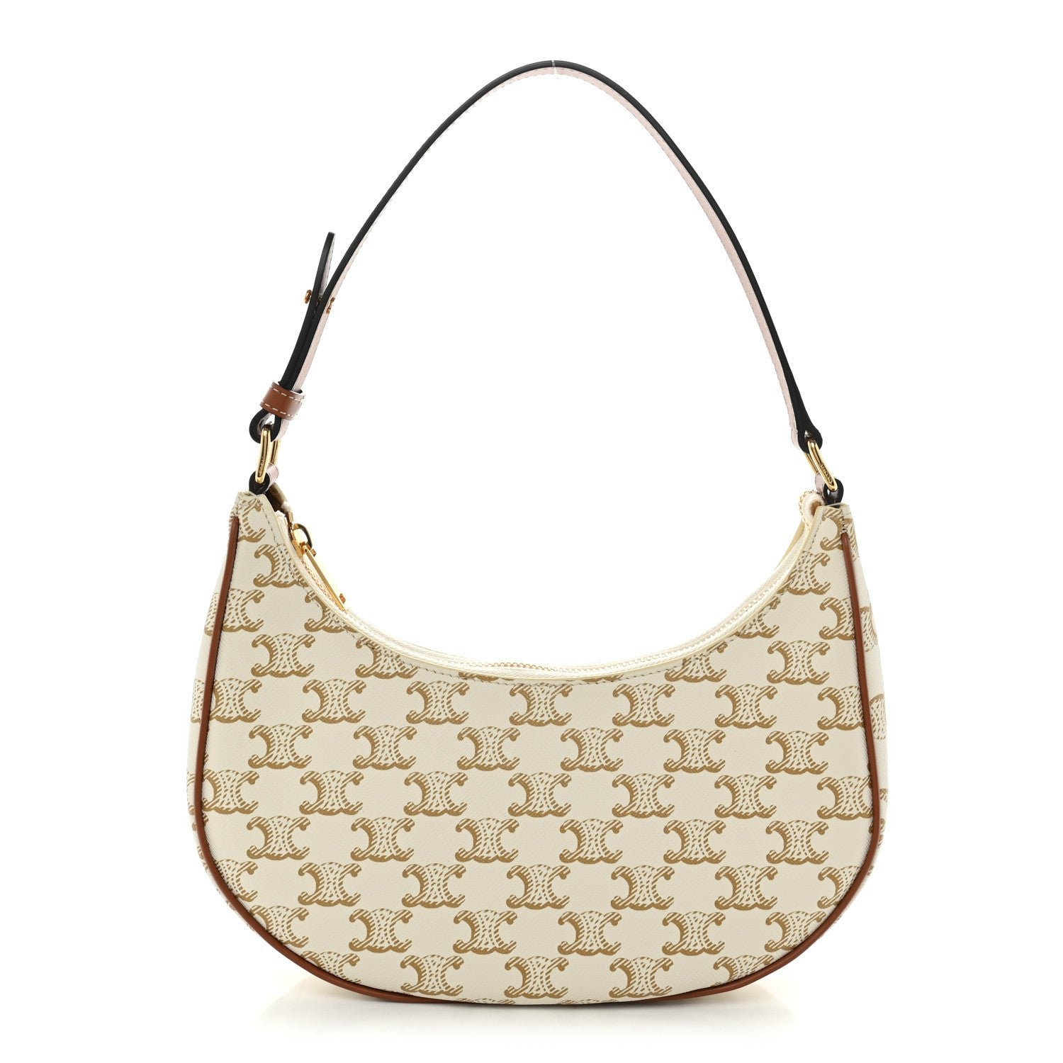 Celine Canvas Calfskin Ava Triomphe Shoulder Bag White