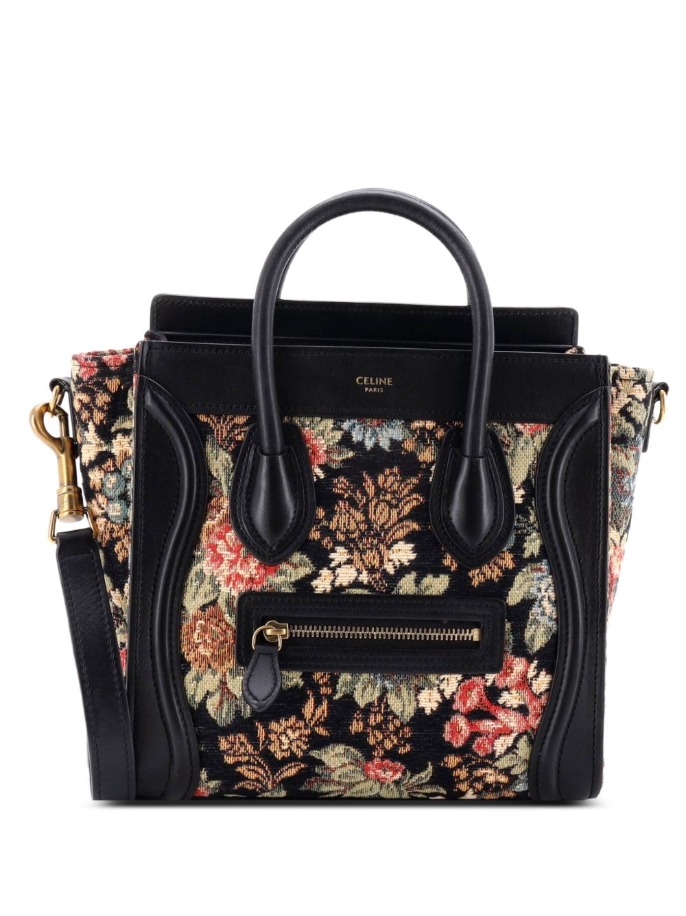 Luggage Bag Printed Jacquard and Leather Nano satchel