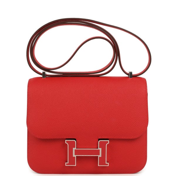 Hermes Hermes Constance 18 Rouge Radieux Epsom Lacquered Palladium Hardware